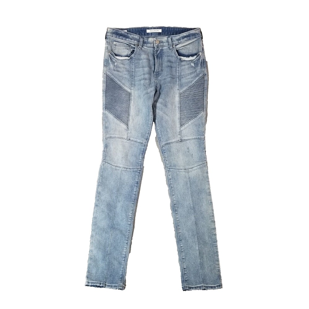 PacSun jeans men's 32x34 stacked skinny blue stretch denim pants Y2K